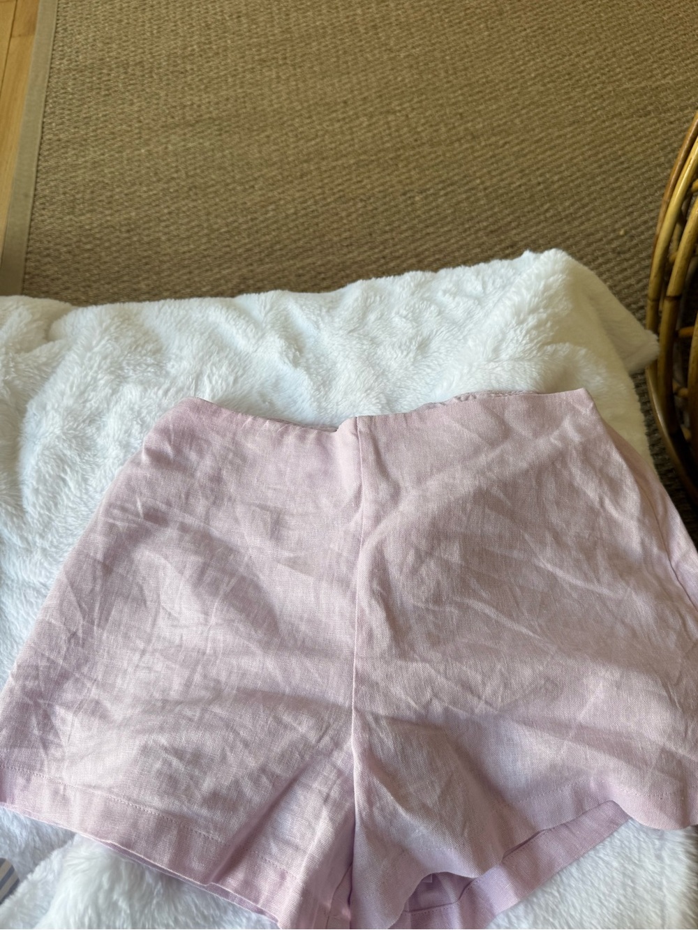 Light Pink Women's Linen Blend Shorts